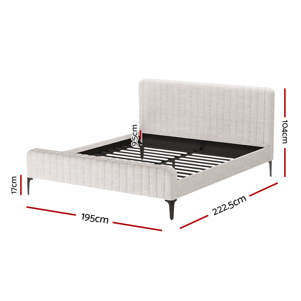 BedStory King Bed Frame and Mattress Set – Upholstered Linen, Pocket Coil Mattress, Beige