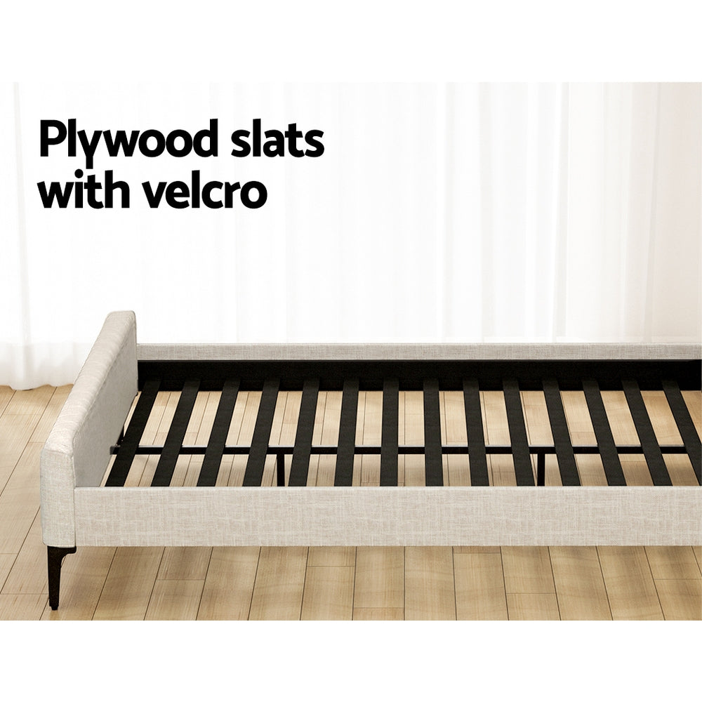 BedStory King Bed Frame and Mattress Set – Upholstered Linen, Pocket Coil Mattress, Beige
