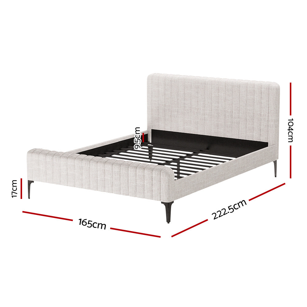 BedStory Queen Bed Frame and Mattress Set – Upholstered Linen, Pocket Coil, Beige