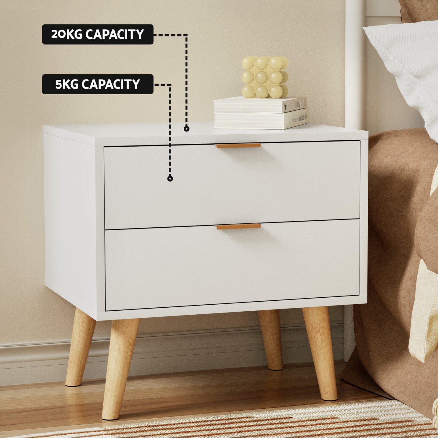 TWSC Queen Bed Frame Bedside Table Set Gas Lift Storage Base with Boucle Fabric Upholstered Headboard 2 Drawer Nightstand for Bedroom Furniture