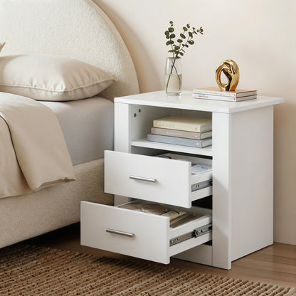TWSC Queen Bed Frame with Storage and Bedside Table Set Boucle Fabric Gas Lift Bed Base 2-Drawer Nightstand