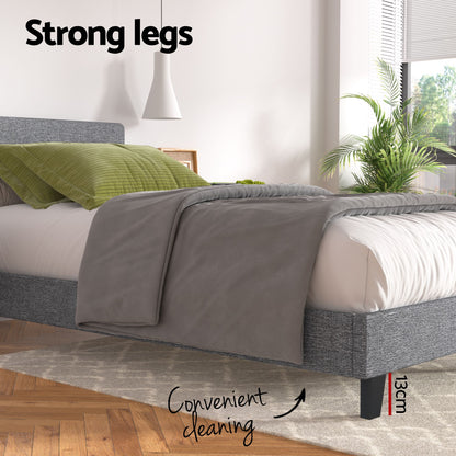 TWSC BedStory Single Bed Frame and Mattress Set, 30cm Hybrid Cooling Gel Mattress with Grey Upholstered Wooden Platform Base, Modern Bedroom Furniture Bundle