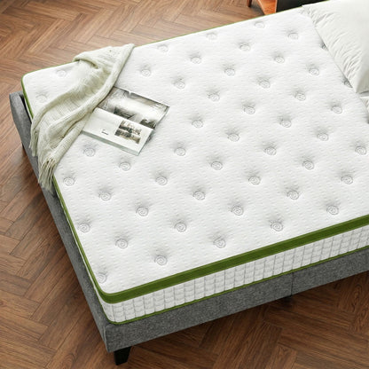 TWSC BedStory Single Bed Frame and Mattress Set, 30cm Hybrid Cooling Gel Mattress with Grey Upholstered Wooden Platform Base, Modern Bedroom Furniture Bundle