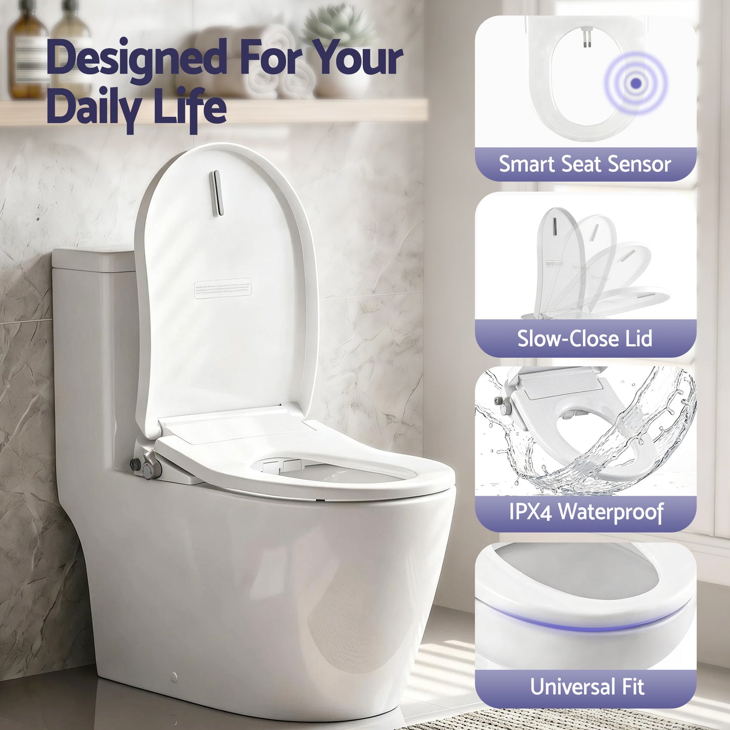 Cefito Electric Bidet Toilet Seat – D-Shape, Heated Seat, Air Dryer, Works Without Power