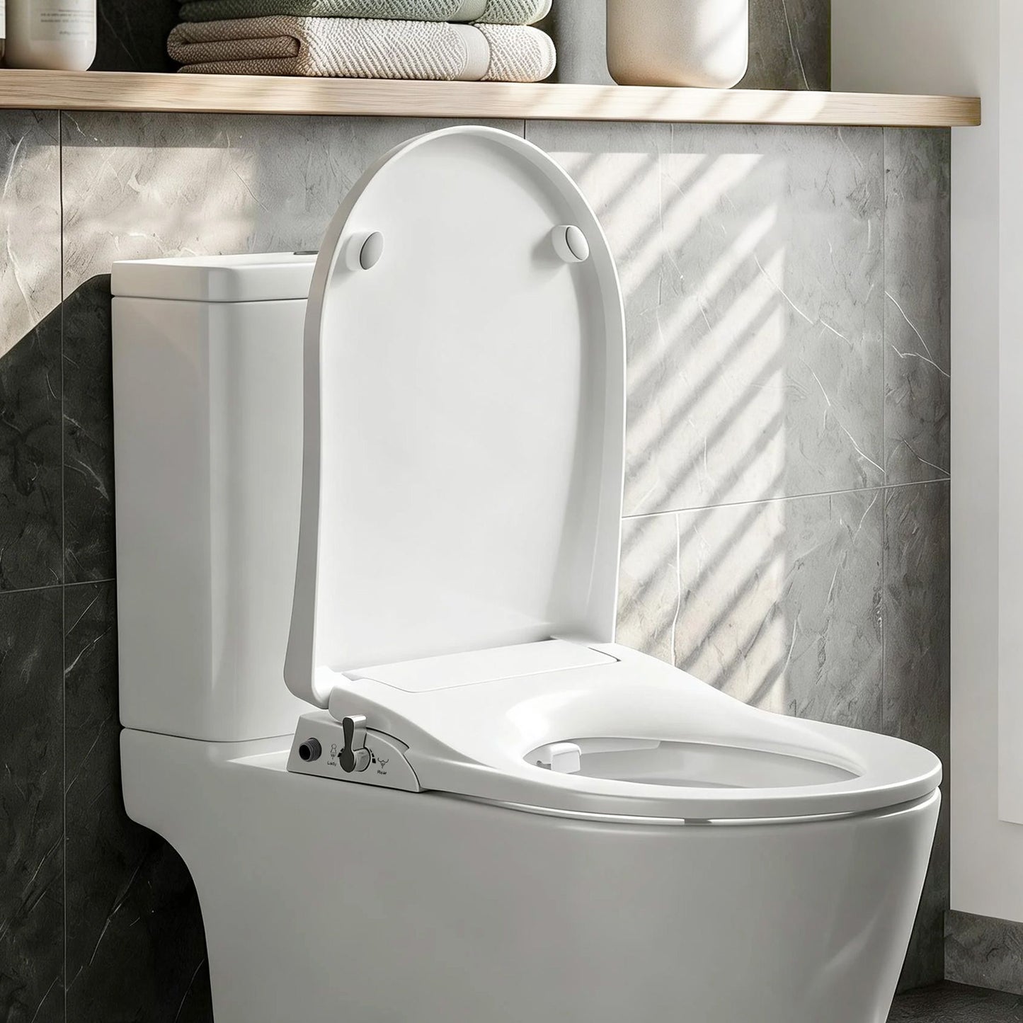 Non-Electric Bidet Toilet Seat – D-Shape, Dual Nozzle, Soft Close, WaterMark Certified
