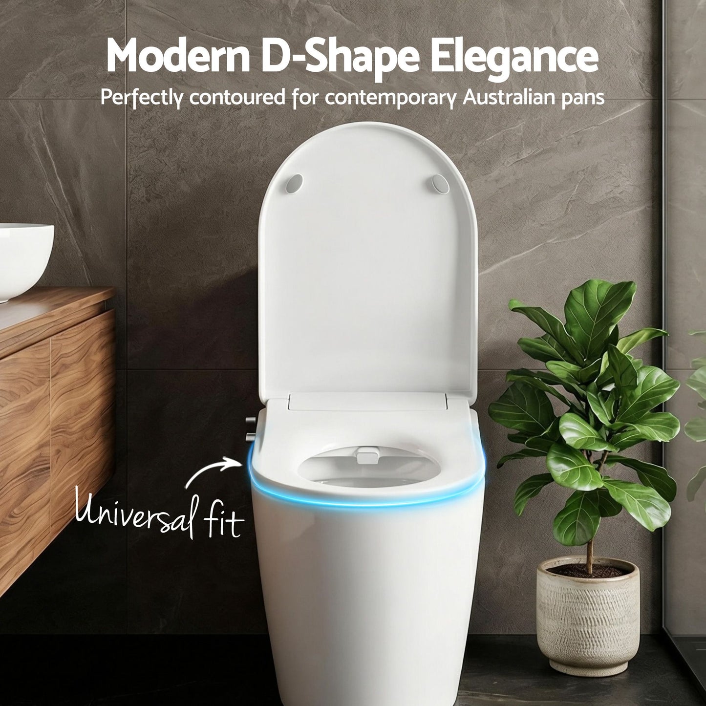 Non-Electric Bidet Toilet Seat – D-Shape, Dual Nozzle, Soft Close, WaterMark Certified