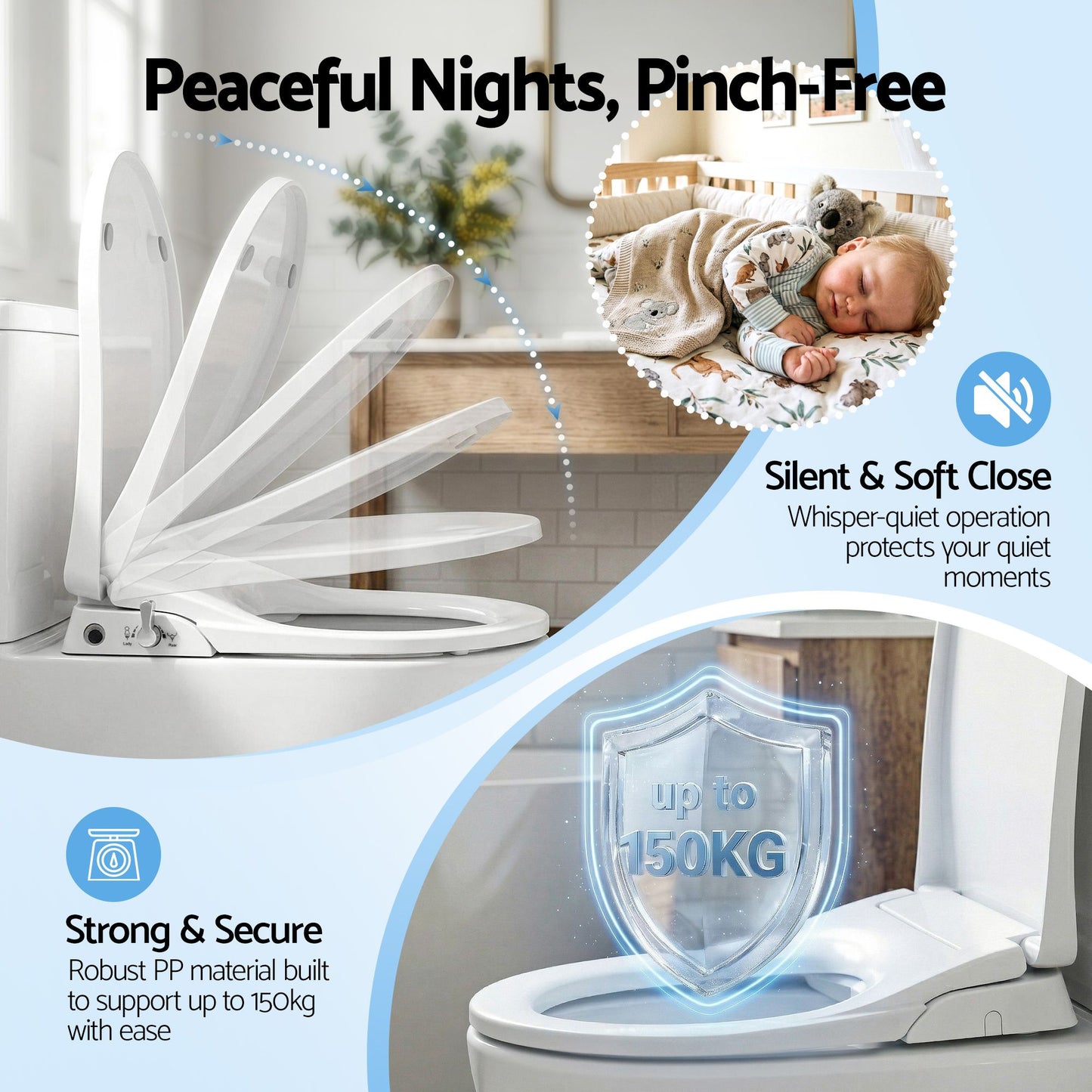 Non-Electric Bidet Toilet Seat – D-Shape, Dual Nozzle, Soft Close, WaterMark Certified
