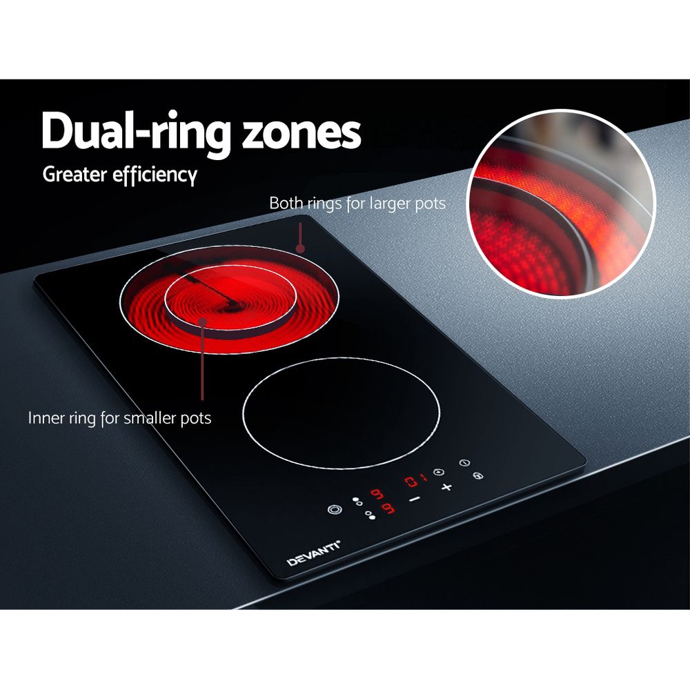 Ceramic Electric Cooktop – Touch Control, 30cm Black Glass