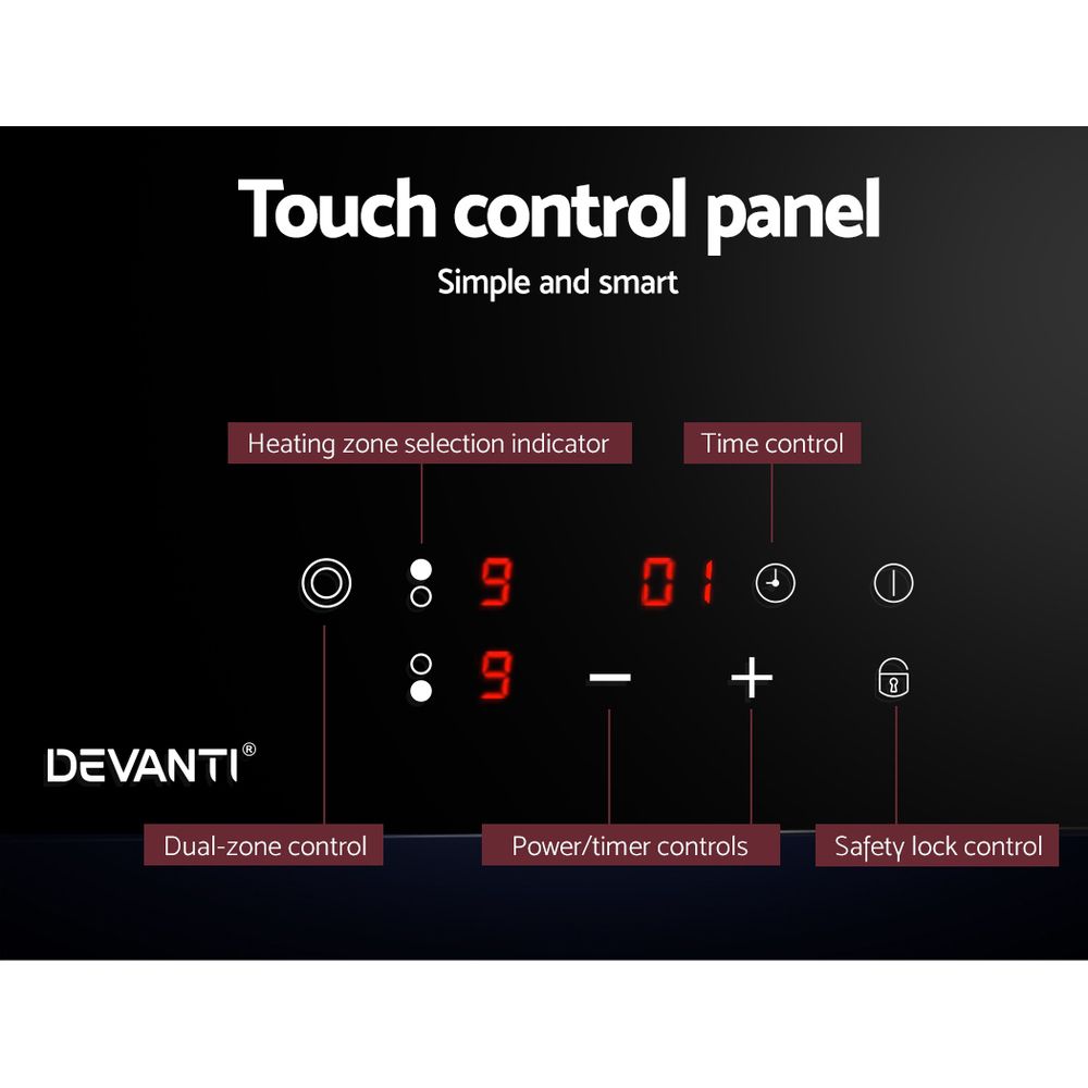Ceramic Electric Cooktop – Touch Control, 30cm Black Glass