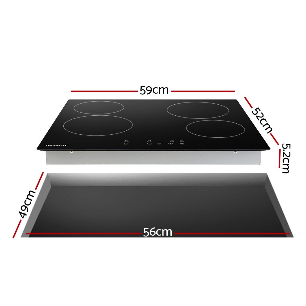 Ceramic Electric Cooktop – Touch Control, 60cm Black Glass