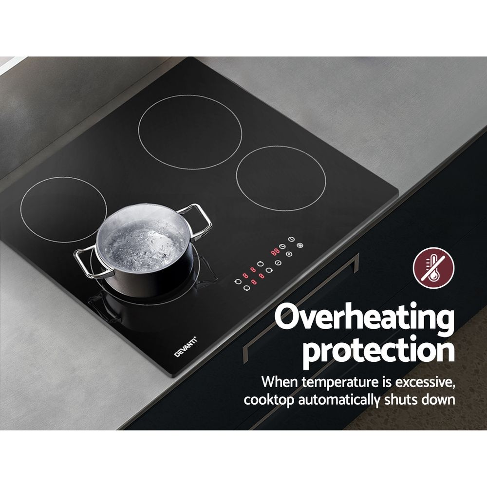 Ceramic Electric Cooktop – Touch Control, 60cm Black Glass