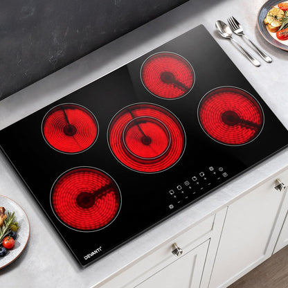 Electric Ceramic Cooktop – 6 Zones, 90cm Black Glass