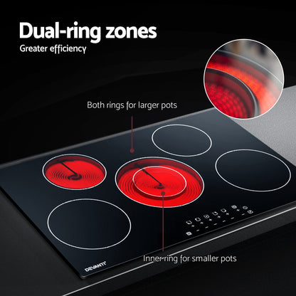 Electric Ceramic Cooktop – 6 Zones, 90cm Black Glass