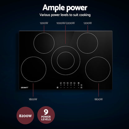 Electric Ceramic Cooktop – 6 Zones, 90cm Black Glass