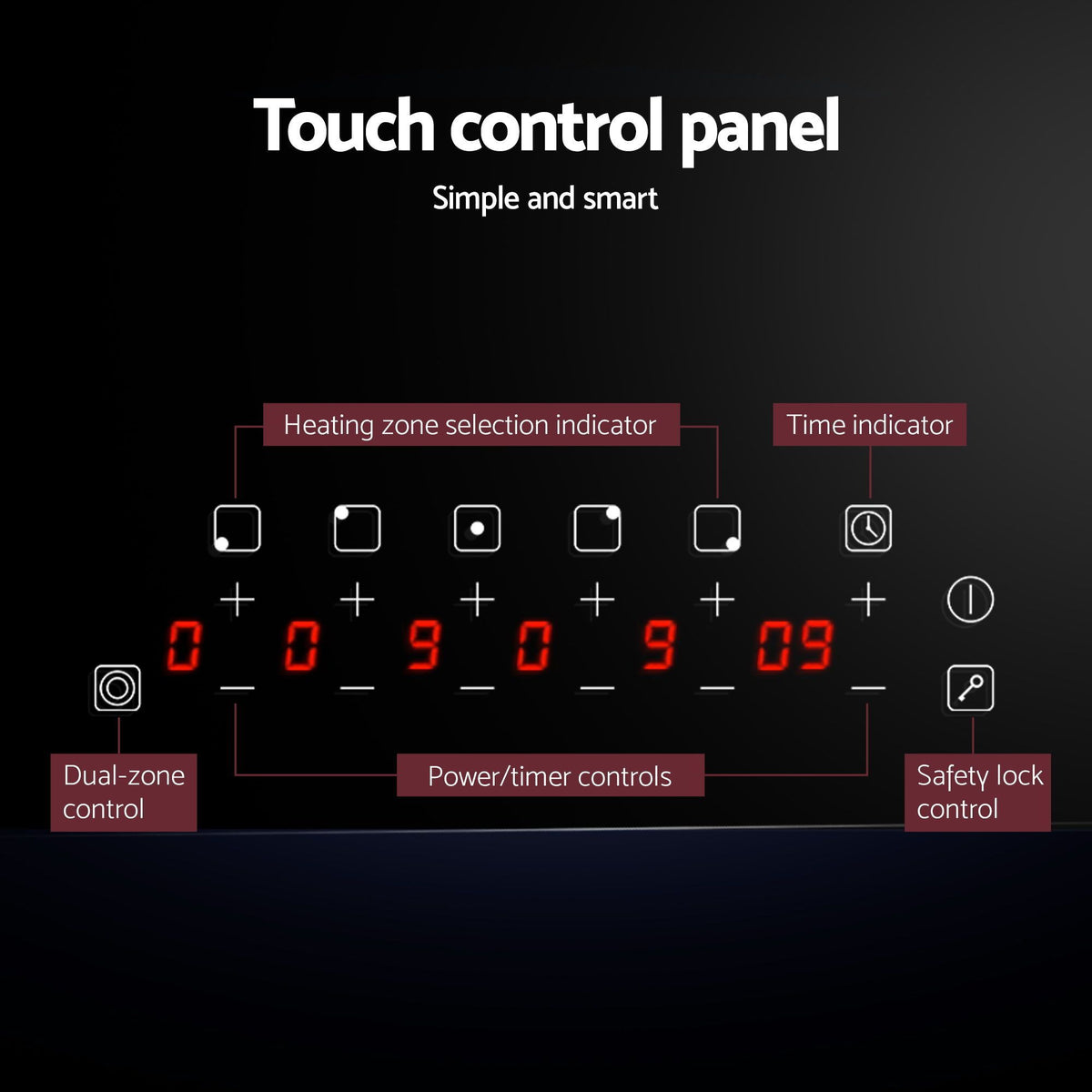 Electric Ceramic Cooktop – 6 Zones, 90cm Black Glass