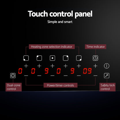 Electric Ceramic Cooktop – 6 Zones, 90cm Black Glass