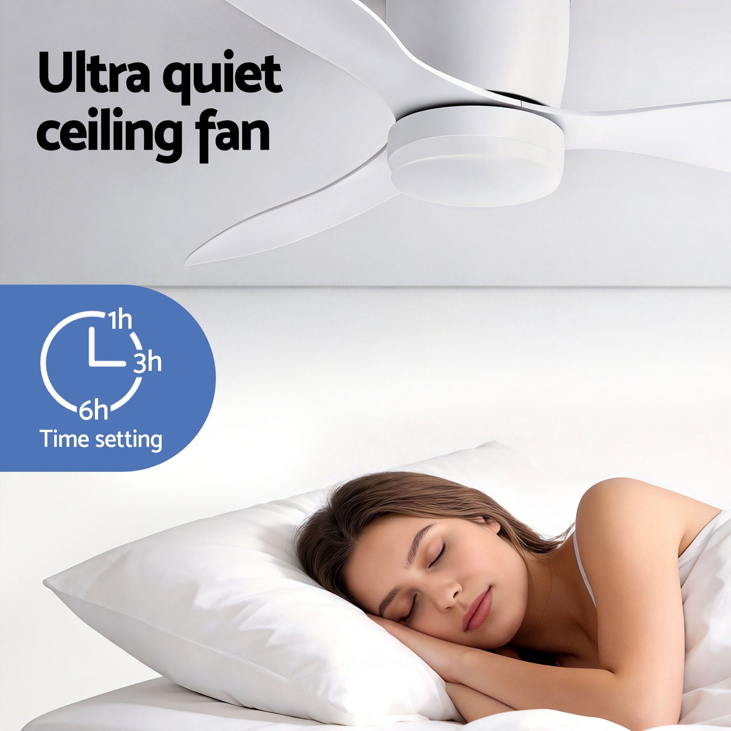 Ceiling Fan – 52" DC Motor, LED Light, Remote Control, White