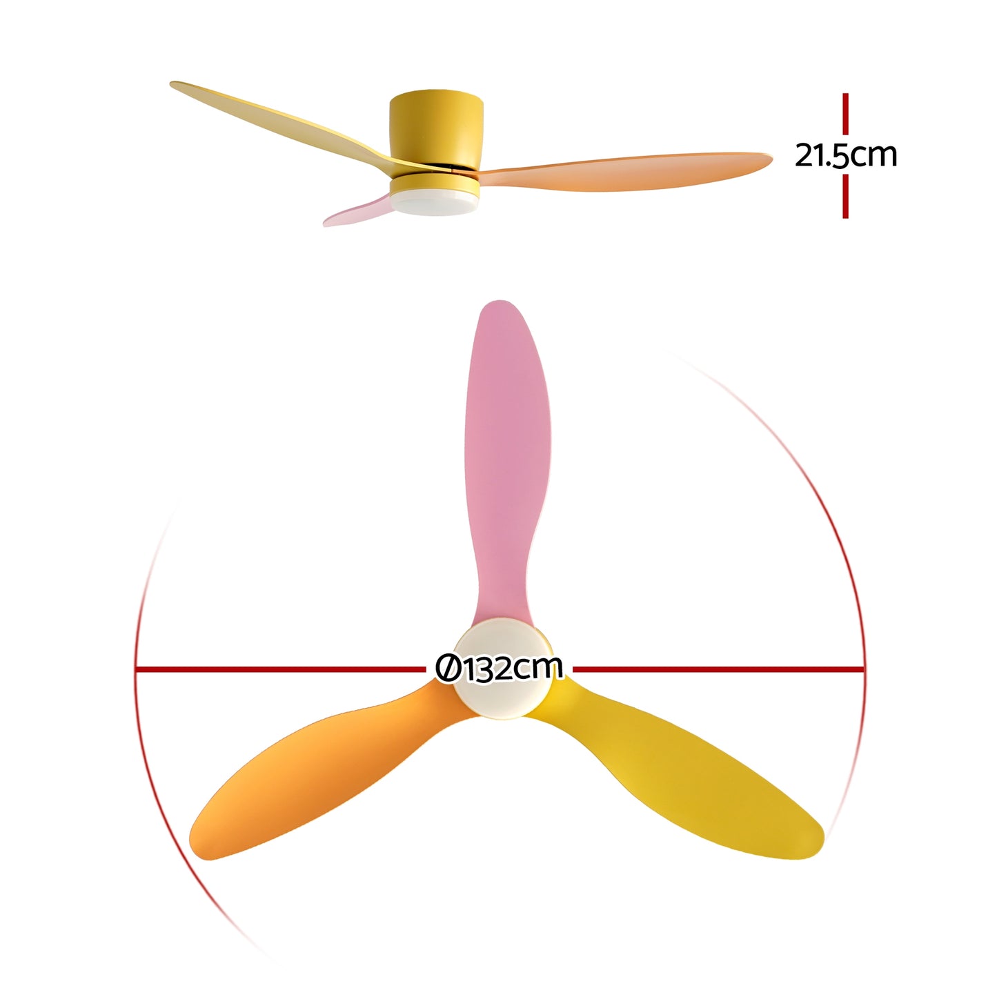 Ceiling Fan – 52" DC Motor, 3-Blade, Multicolor LED with Remote