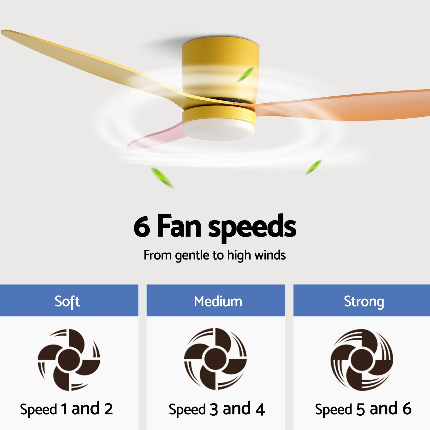 Ceiling Fan – 52" DC Motor, 3-Blade, Multicolor LED with Remote