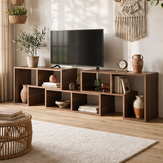 TWSC Modular TV Stand 3 Piece Entertainment Unit Adjustable Bookcase Shelf