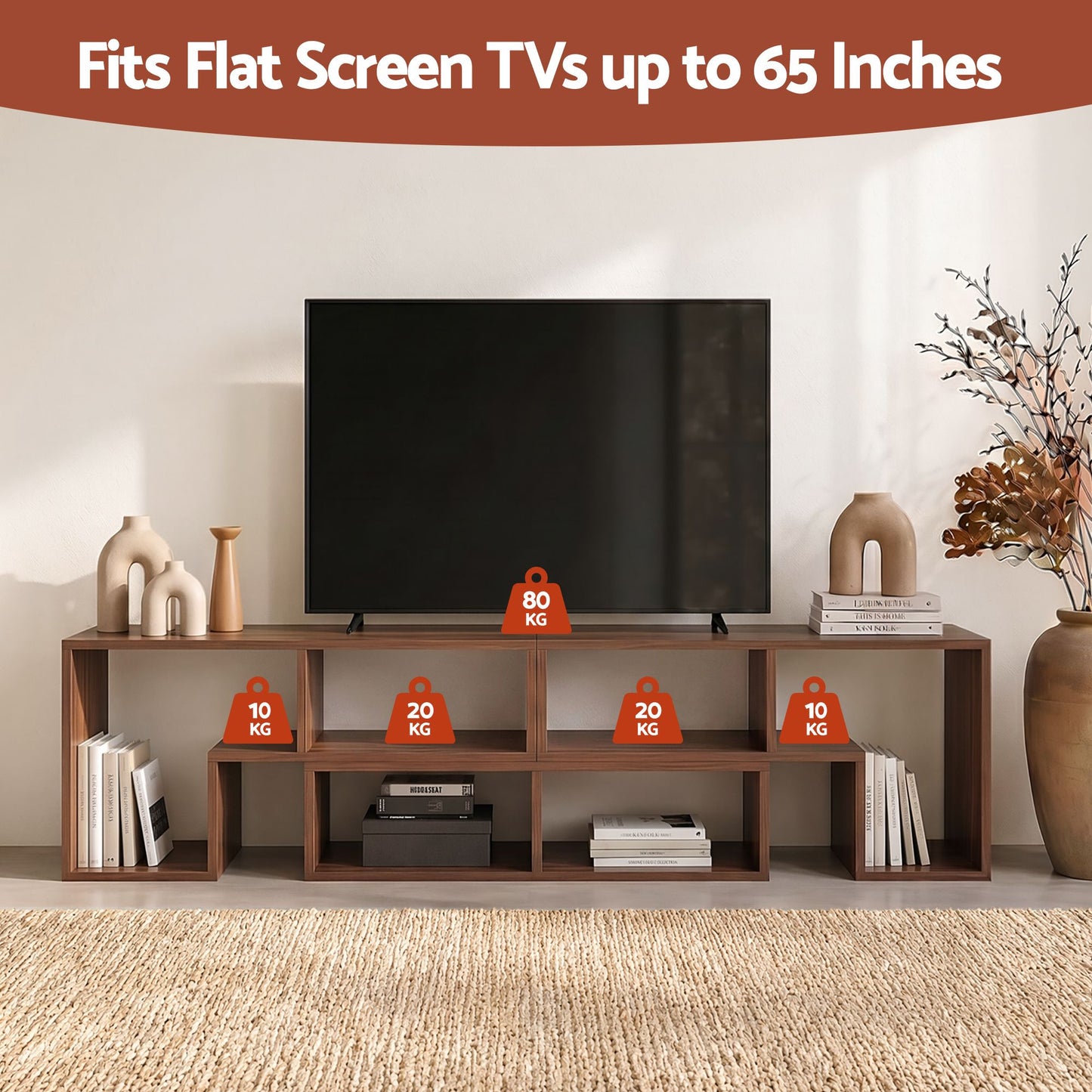 TWSC Modular TV Stand 3 Piece Entertainment Unit Adjustable Bookcase Shelf