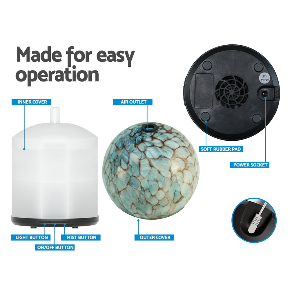 Aroma Diffuser - Ultrasonic Aromatherapy, 240ml Glass Design