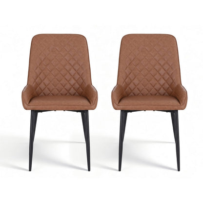 TWSC 2x Dining Chairs Retro PU Leather Kitchen Lounge Cafe Accent Chair Brown