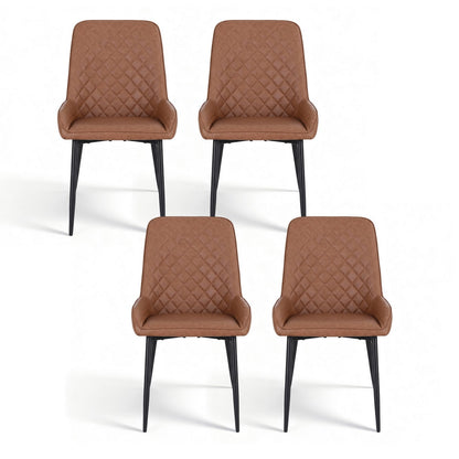 TWSC 4x Dining Chairs Retro PU Leather Kitchen Lounge Cafe Accent Chair Brown