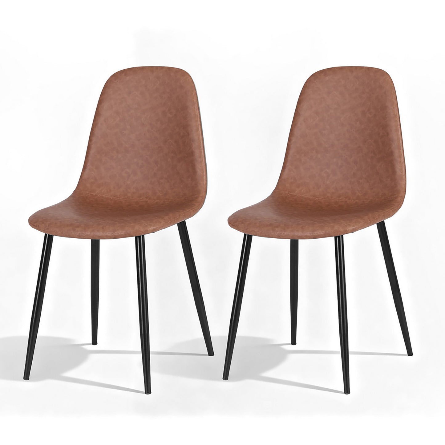 Dining Chairs Set of 2 – Retro PU Leather, Brown