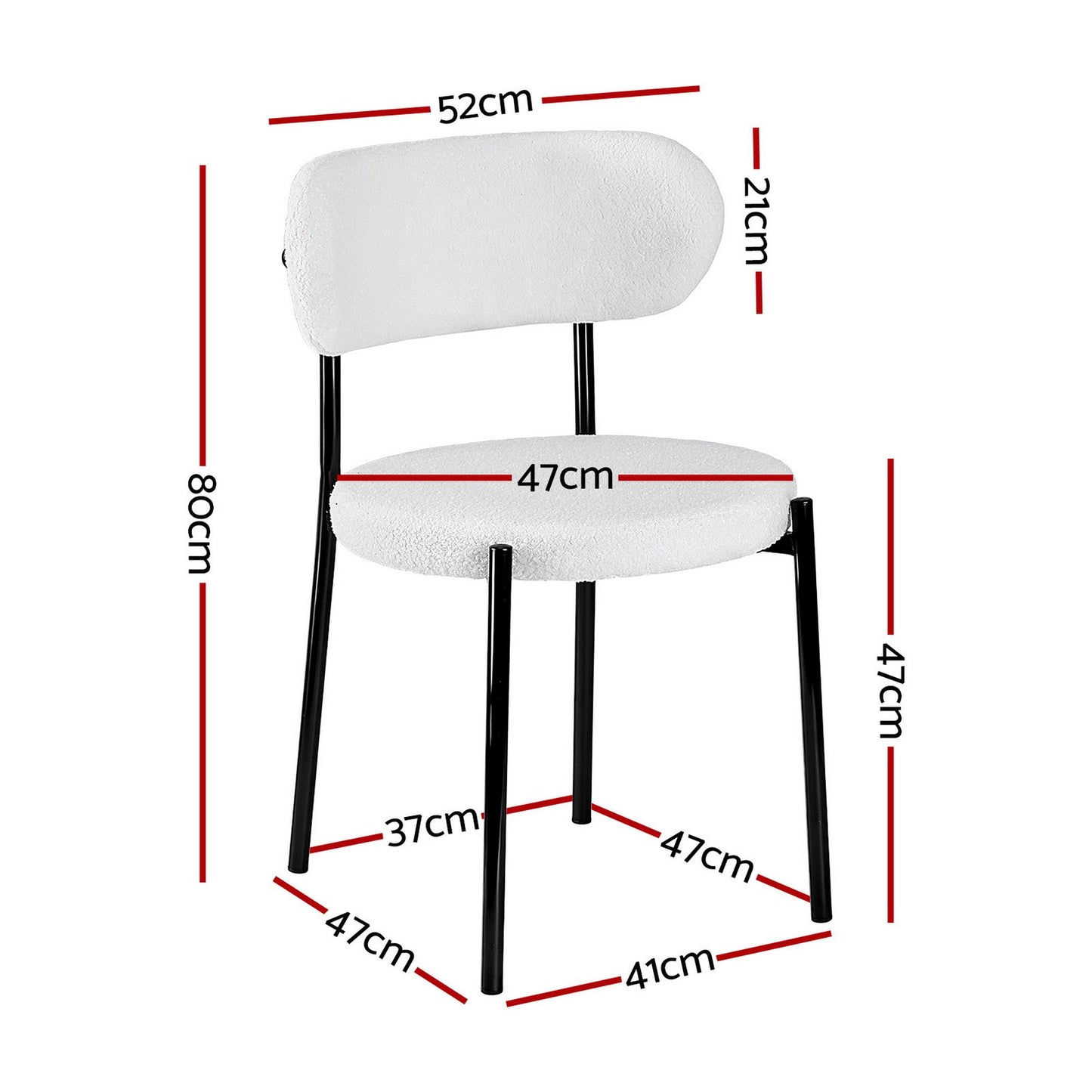 TWSC Dining Chairs Set of 6 Sherpa Boucle White
