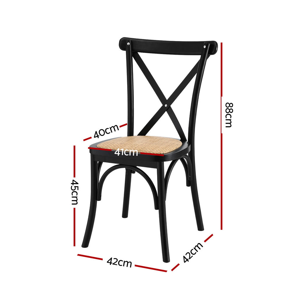 TWSC 2x Dining Chairs Rattan Wooden Kitchen Accent Chair Cafe Lounge Rubber Wood