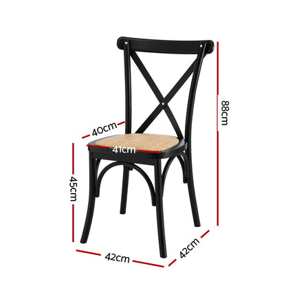 TWSC 4x Dining Chairs Rattan Wooden Kitchen Accent Chair Cafe Lounge Rubber Wood