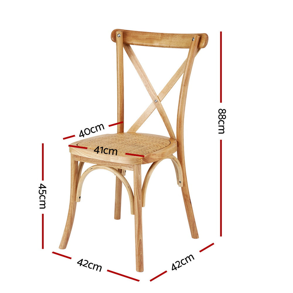TWSC 4x Dining Chairs Rattan Wooden Kitchen Accent Chair Cafe Lounge Rubber Wood