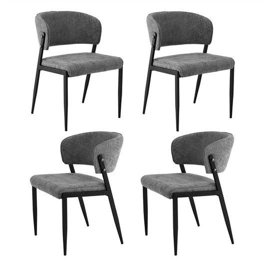 TWSC Dining Chairs Set of 4 Linen Fabric Soft Upholstered Chairs Grey