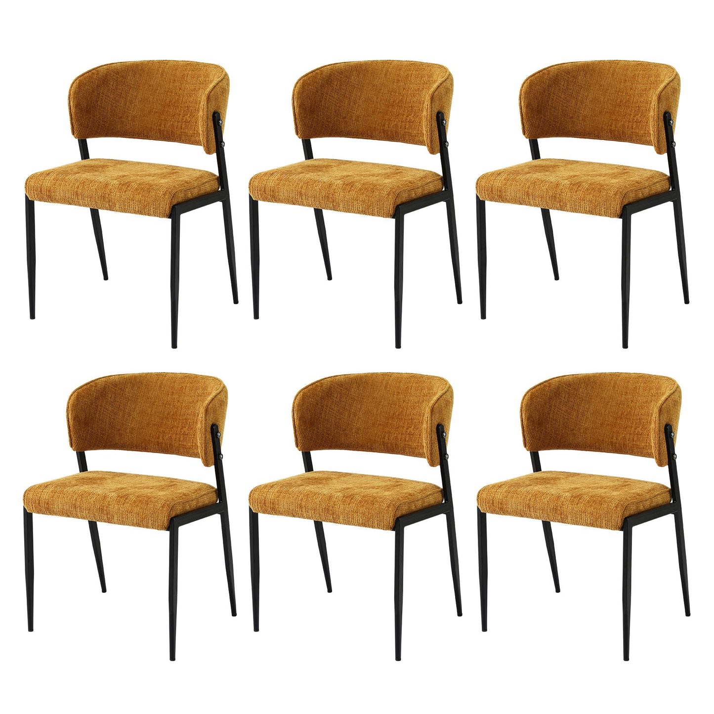 Artiss Dining Chairs Set of 6 Linen Fabric Soft Upholstered Chairs Mustard