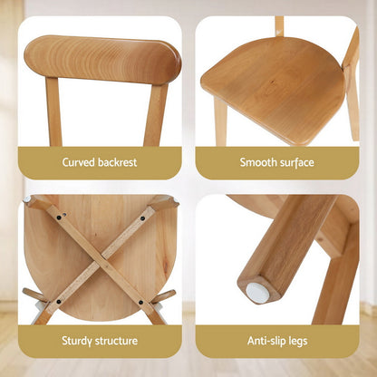 TWSC 2x Dining Chairs Wooden Kitchen Accent Chair Cafe Lounge Rubber Wood