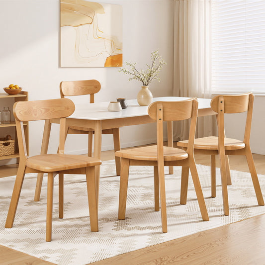 TWSC 4x Dining Chairs Wooden Kitchen Accent Chair Cafe Lounge Rubber Wood