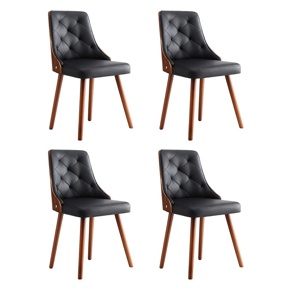 1 Set of 4 TWSC Dining Chairs Black PU