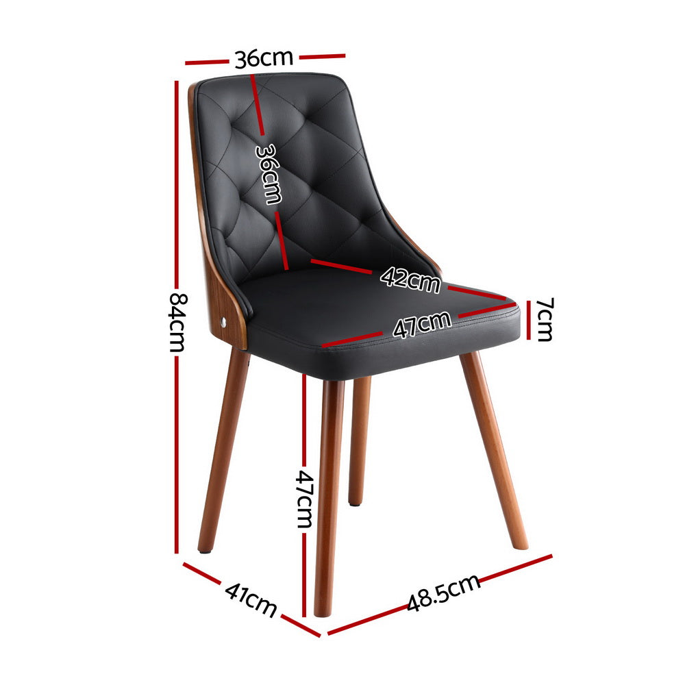 1 Set of 4 TWSC Dining Chairs Black PU