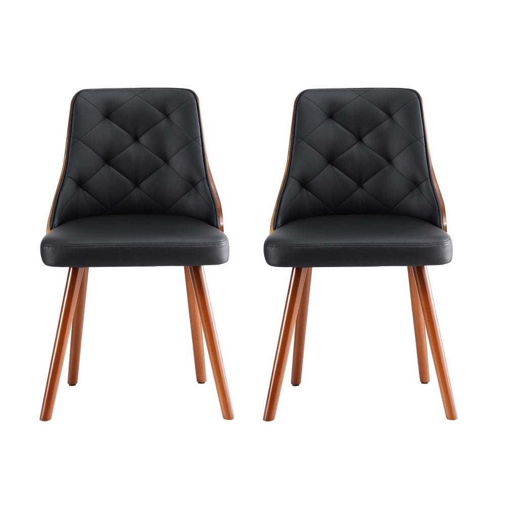 1 Set of 4 TWSC Dining Chairs Black PU