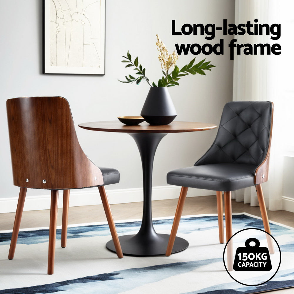 1 Set of 4 TWSC Dining Chairs Black PU