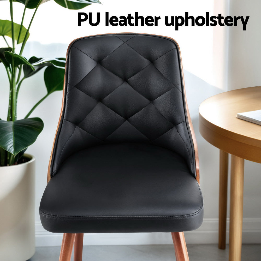 1 Set of 4 TWSC Dining Chairs Black PU