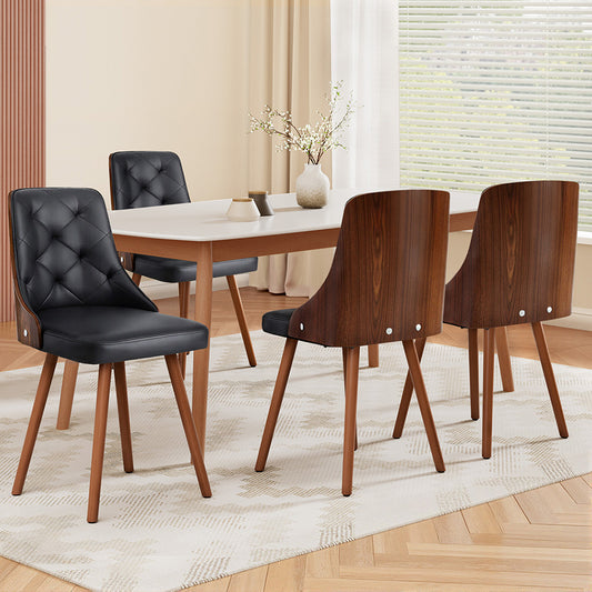 1 Set of 4 TWSC Dining Chairs Black PU