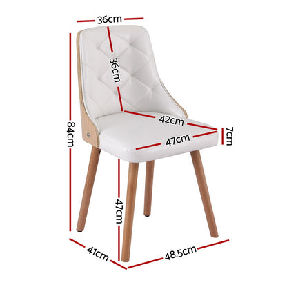 1 Set of 4 TWSC Dining Chairs White PU