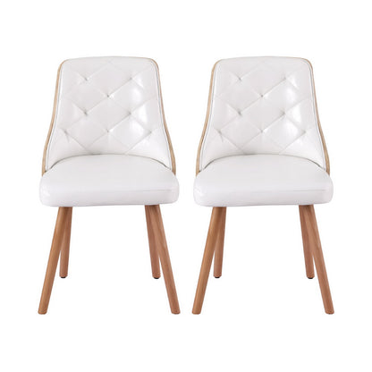 1 Set of 4 TWSC Dining Chairs White PU