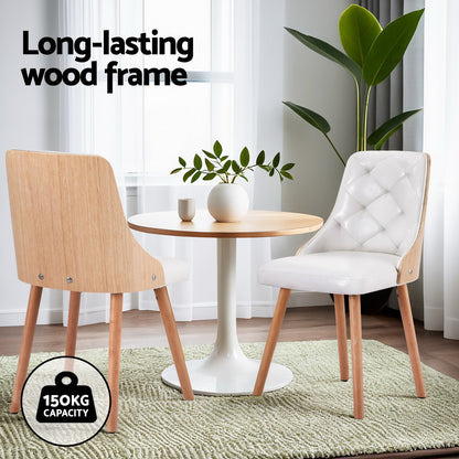 1 Set of 4 TWSC Dining Chairs White PU
