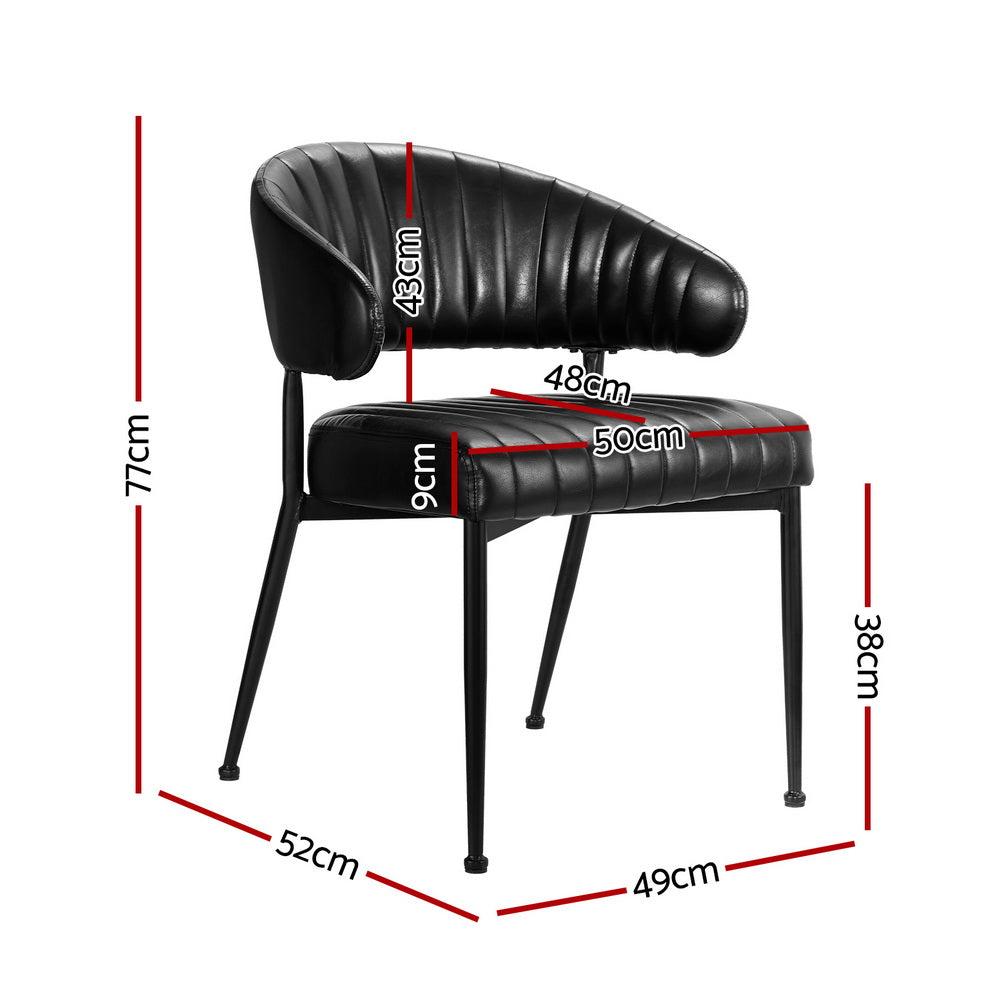 Dining Chair Set of 4 – Black PU Leather with Metal Frame