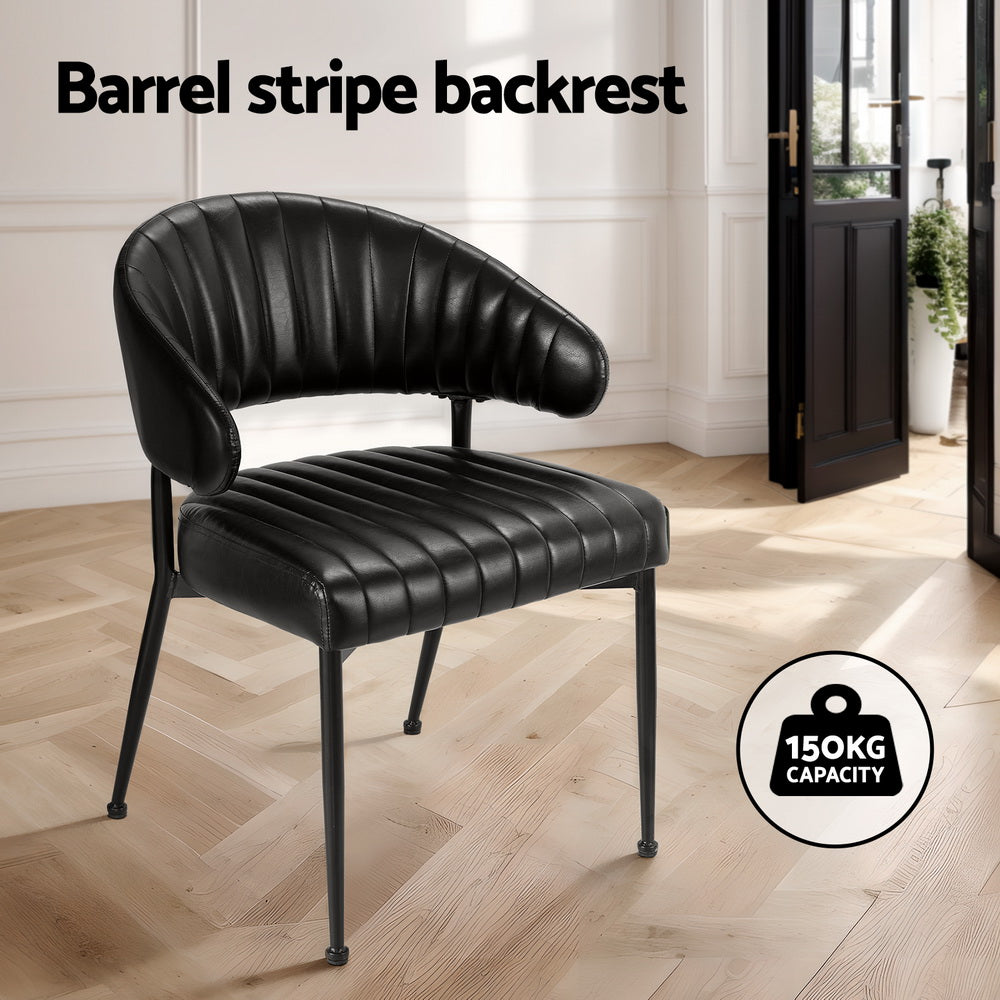 Dining Chair Set of 4 – Black PU Leather with Metal Frame