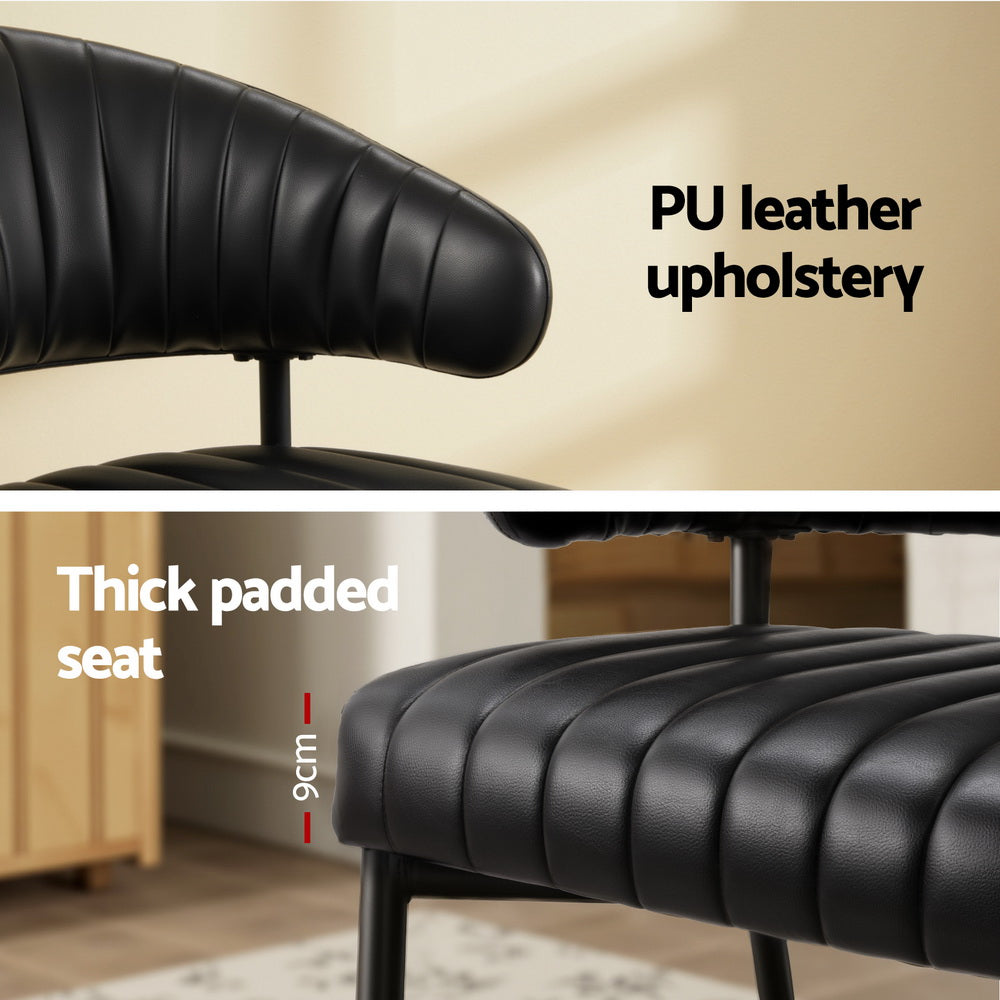 Dining Chair Set of 4 – Black PU Leather with Metal Frame