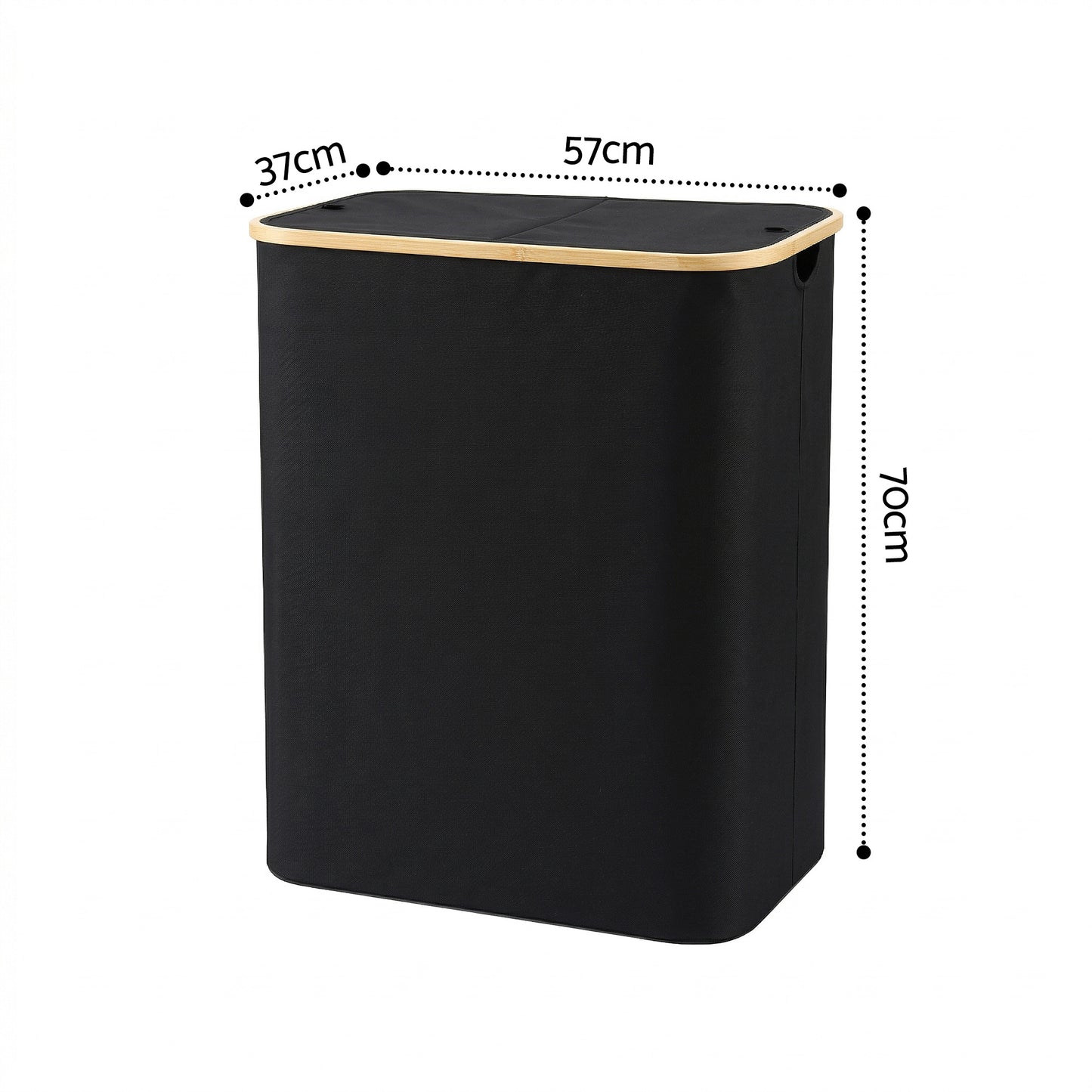 Laundry Basket with 2 Sections and Removable Bags – Foldable Black, 150L Capacity